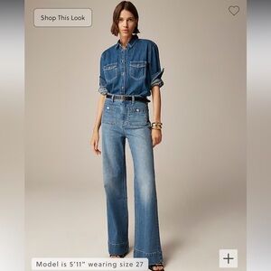 J.Crew Petite high-rise sailor denim trouser 1996 semi-stretch 32P size 14 NWT